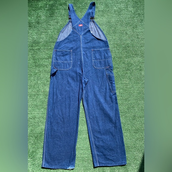 VTG 90’s Dickies Denim Button Fly Overalls Mens Size 43x29 USA Made - Picture 5 of 9